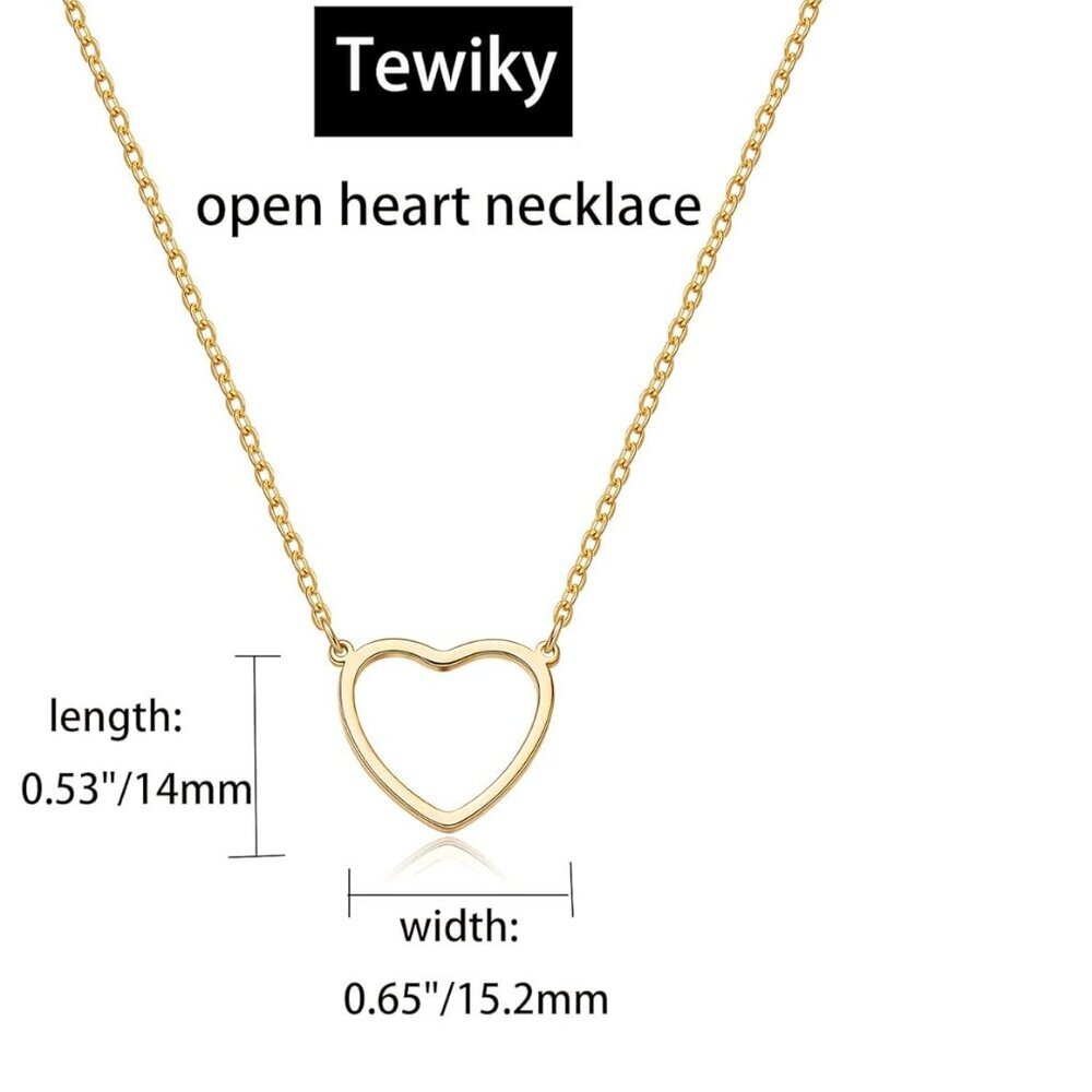 Cute Heart Necklace Tiny 14k Gold Heart Pendant Choker Necklaces Small Gold Love - Picture 6 of 8